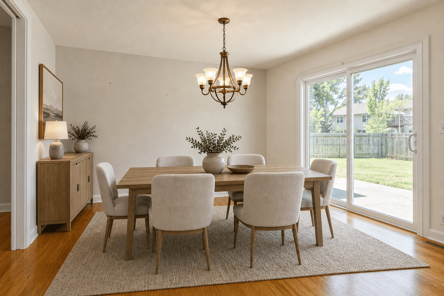 Dining room virtually staged for an ApplyDesign alternative comparison